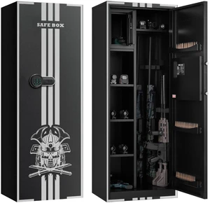 VEVOR 4 Gun Safe, Long Gun Cabinet for Rifles and Pistols, Quick Access Rifle Safe with 3 Ammo Slots and 2 Adjustable Racks, Large Digital Cabinet with Key and Password Lock VEVOR 4 Gun Safe, Long Gun Cabinet for Rifles and Pistols, Quick Access Rifle Safe with 3 Ammo Slots and 2 Adjustable Racks, Large Digital Cabinet with Key and Password Lock