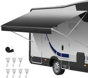 VEVOR RV Awning Fabric Replacement, 17' (Fabric 16'2") 18 oz Heavy-Duty Weatherproof Vinyl Camper Awning Replacement, UPF50+ Protection Waterproof Outdoor Canopy for RV, Motorhome, Trailer, Black Fade VEVOR RV Awning Fabric Replacement, 17' (Fabric 16'2") 18 oz Heavy-Duty Weatherproof Vinyl Camper Awning Replacement, UPF50+ Protection Waterproof Outdoor Canopy for RV, Motorhome, Trailer, Black Fade