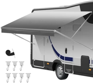 VEVOR RV Awning Fabric Replacement, 18' (Fabric 17'2") 18 oz Heavy-Duty Weatherproof Vinyl Camper Awning Replacement, UPF50+ Protection Waterproof Outdoor Canopy for RV, Motorhome, Trailer, Gray Fade VEVOR RV Awning Fabric Replacement, 18' (Fabric 17'2") 18 oz Heavy-Duty Weatherproof Vinyl Camper Awning Replacement, UPF50+ Protection Waterproof Outdoor Canopy for RV, Motorhome, Trailer, Gray Fade