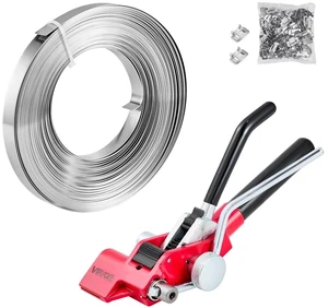 VEVOR Steel Banding Strapping Kit, Heavy Duty Banding Sealer Tool with 100 ft Binding Straps, 100 Metal Clasps, Manual Pallet Packaging Strapping Kit for Warehouse, Transportation, Industrial Bundling VEVOR Steel Banding Strapping Kit, Heavy Duty Banding Sealer Tool with 100 ft Binding Straps, 100 Metal Clasps, Manual Pallet Packaging Strapping Kit for Warehouse, Transportation, Industrial Bundling