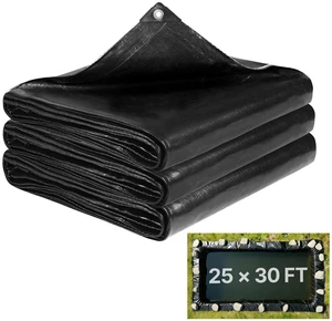 VEVOR 25 x 30 ft Pond Liner, 14 Mil Thickness, 3-Layer Reinforced PE Fish Koi Pond Liner for Outdoor Ponds, with Hemmed Edge and 4 Metal Buttonholes, for Water Garden, Waterfall, and Fountains, Black VEVOR 25 x 30 ft Pond Liner, 14 Mil Thickness, 3-Layer Reinforced PE Fish Koi Pond Liner for Outdoor Ponds, with Hemmed Edge and 4 Metal Buttonholes, for Water Garden, Waterfall, and Fountains, Black