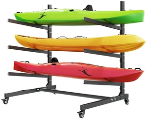 VEVOR Kayak Storage Rack for 3 Kayaks, Holds 200 lbs, Heavy Duty Adjustable Freestanding Stand with Lockable Wheels for Indoor Outdoor Garage Shed Dock, Holder for Canoe, SUP, Surfboard & Paddleboard VEVOR Kayak Storage Rack for 3 Kayaks, Holds 200 lbs, Heavy Duty Adjustable Freestanding Stand with Lockable Wheels for Indoor Outdoor Garage Shed Dock, Holder for Canoe, SUP, Surfboard & Paddleboard