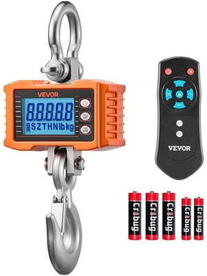 VEVOR Digital Crane Scale, 4400 lbs/2000 kg Max Capacity, Heavy Duty Industrial Hanging Scale with Cast Aluminum Case & LCD Display, 1 lbs Division & 3 Unit Switch, Remote Control for Garage Factory VEVOR Digital Crane Scale, 4400 lbs/2000 kg Max Capacity, Heavy Duty Industrial Hanging Scale with Cast Aluminum Case & LCD Display, 1 lbs Division & 3 Unit Switch, Remote Control for Garage Factory