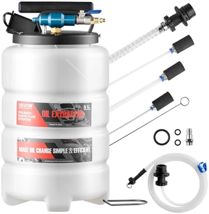 VEVOR Fluid Extractor, 9.5 L Capacity, Pneumatic/Manual Vacuum Oil Extractor Pump with 59 in Long Horse & Three 47 in Extension Tubes, Oil Change Pump with PE Tank for Cars, Lawn Mowers, Boats VEVOR Fluid Extractor, 9.5 L Capacity, Pneumatic/Manual Vacuum Oil Extractor Pump with 59 in Long Horse & Three 47 in Extension Tubes, Oil Change Pump with PE Tank for Cars, Lawn Mowers, Boats