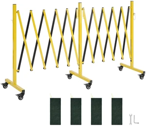 VEVOR Double Expandable Barricades, 18FT Industrial Safety Barriers, Flexible Mobile Barricade with Locking Casters, Portable Folding Security Gate Metal Traffic Fence for Driveway Warehouse Elevator VEVOR Double Expandable Barricades, 18FT Industrial Safety Barriers, Flexible Mobile Barricade with Locking Casters, Portable Folding Security Gate Metal Traffic Fence for Driveway Warehouse Elevator