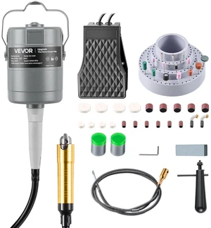 VEVOR Flex Shaft Grinder, 780W 25000RPM Electric Flex Shaft Rotary Tool, Foot-Pedal Control Hanging Carver Grinder with 112PCS Accessory Kit for Sanding Buffing Polishing Cutting VEVOR Flex Shaft Grinder, 780W 25000RPM Electric Flex Shaft Rotary Tool, Foot-Pedal Control Hanging Carver Grinder with 112PCS Accessory Kit for Sanding Buffing Polishing Cutting