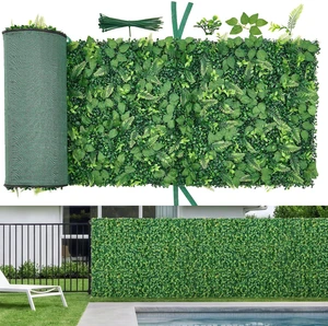 VEVOR Artificial Plant Wall, 4 PCS, Each Panel 2 x 8 ft Artificial Boxwood Panels, Sun Protection Greenery Backdrop Privacy Hedge Fence, Fake Grass Screen for Wedding, Indoor, Outdoor Garden, Backyard VEVOR Artificial Plant Wall, 4 PCS, Each Panel 2 x 8 ft Artificial Boxwood Panels, Sun Protection Greenery Backdrop Privacy Hedge Fence, Fake Grass Screen for Wedding, Indoor, Outdoor Garden, Backyard