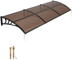 VEVOR Awnings for Door Entrance, 38 x 117 in, Exterior Front Door Window Awnings with Drainage & ABS Bracket, Rain Snow Sun Protection, Overhang Polycarbonate Door Canopy for Porch Patio, Brown VEVOR Awnings for Door Entrance, 38 x 117 in, Exterior Front Door Window Awnings with Drainage & ABS Bracket, Rain Snow Sun Protection, Overhang Polycarbonate Door Canopy for Porch Patio, Brown