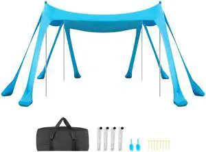 VEVOR Beach Tent Sun Shelter, UPF50+ Sun Protection, 6.6 ft Tall, 10 x 10 ft, Easy Pop Up Beach Canopy with Sandbags, Stability Poles, Sand Shovels, Portable Shade for Family, Camping, Fishing, Blue VEVOR Beach Tent Sun Shelter, UPF50+ Sun Protection, 6.6 ft Tall, 10 x 10 ft, Easy Pop Up Beach Canopy with Sandbags, Stability Poles, Sand Shovels, Portable Shade for Family, Camping, Fishing, Blue