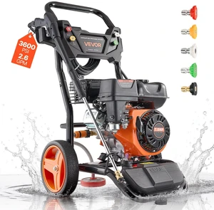 VEVOR Gas Pressure Washer 3600 PSI and 2.6 Max GPM, Full Copper Pump, Spray Gun and Wand, 5 Nozzle Set, 26 ft Hose Gas Powered Pressure Washer for Cars, Fences, Driveways, Homes, Patios, Furniture VEVOR Gas Pressure Washer 3600 PSI and 2.6 Max GPM, Full Copper Pump, Spray Gun and Wand, 5 Nozzle Set, 26 ft Hose Gas Powered Pressure Washer for Cars, Fences, Driveways, Homes, Patios, Furniture