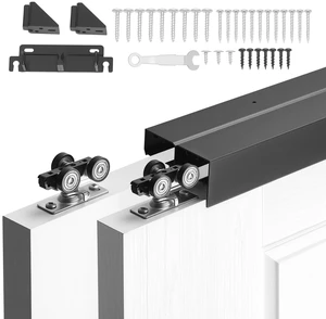 VEVOR Bypass Sliding Door Hardware Kit, 6 ft Aluminum Alloy Dual-Track Bypass Door Hardware, Smooth and Quiet Sliding, Easy to Install, for 1" to 1 3/4" Thickness 36" Width 2 Door System, for Closet VEVOR Bypass Sliding Door Hardware Kit, 6 ft Aluminum Alloy Dual-Track Bypass Door Hardware, Smooth and Quiet Sliding, Easy to Install, for 1" to 1 3/4" Thickness 36" Width 2 Door System, for Closet
