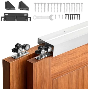 VEVOR Bypass Sliding Door Hardware Kit, 4 ft Aluminum Alloy Dual-Track Bypass Door Hardware, Smooth and Quiet Sliding, Easy to Install, for 1" to 1 3/4" Thickness 24" Width 2 Door System, for Closet VEVOR Bypass Sliding Door Hardware Kit, 4 ft Aluminum Alloy Dual-Track Bypass Door Hardware, Smooth and Quiet Sliding, Easy to Install, for 1" to 1 3/4" Thickness 24" Width 2 Door System, for Closet