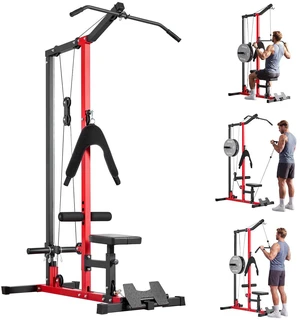 VEVOR LAT Pull Down Machine, 3-in-1 Row Cable Machine, Cable Machines Home Gym with 3-Level Adjustable Seat, 4-Level Adjustable Foam Roller, Load 400 lbs Lat Tower for Back, Chest, Tricep, Black VEVOR LAT Pull Down Machine, 3-in-1 Row Cable Machine, Cable Machines Home Gym with 3-Level Adjustable Seat, 4-Level Adjustable Foam Roller, Load 400 lbs Lat Tower for Back, Chest, Tricep, Black