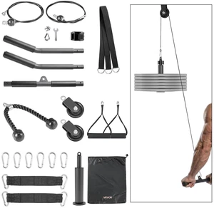 VEVOR Pulley System, 2 PCS LAT and Lift Pulley System, Gym Rack Pulleys Attachment with two Steel Cables, Short Bar, Dual Grip Handles, Cable Machine for Bicep, Shoulder, Back, Up to 330 lbs Capacity VEVOR Pulley System, 2 PCS LAT and Lift Pulley System, Gym Rack Pulleys Attachment with two Steel Cables, Short Bar, Dual Grip Handles, Cable Machine for Bicep, Shoulder, Back, Up to 330 lbs Capacity