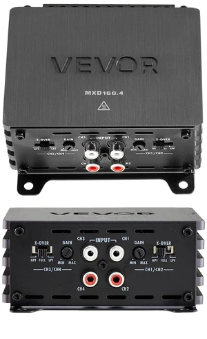 VEVOR 4 Channel Car Audio Amplifier 2 Ohm Stable Bridgeable Class D Full Range Amp Max Power 4 x 110W @ 4 Ohm / 4 x 160W @ 2 Ohm for Car SUV Truck Off-Road VEVOR 4 Channel Car Audio Amplifier 2 Ohm Stable Bridgeable Class D Full Range Amp Max Power 4 x 110W @ 4 Ohm / 4 x 160W @ 2 Ohm for Car SUV Truck Off-Road