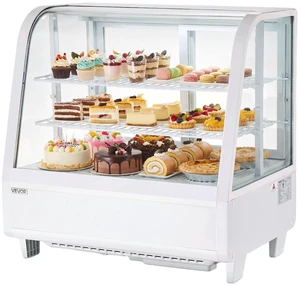 VEVOR Refrigerated Display Case, 3.5 Cu.Ft./100L Countertop Pastry Display Case, 2-Tier Commercial Cake Refrigerator with LED Lighting, TURBO Cooling, Frost-Free Air-Cooling, for Bakery, Dessert Shop VEVOR Refrigerated Display Case, 3.5 Cu.Ft./100L Countertop Pastry Display Case, 2-Tier Commercial Cake Refrigerator with LED Lighting, TURBO Cooling, Frost-Free Air-Cooling, for Bakery, Dessert Shop