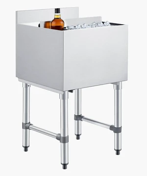 VEVOR Commercial Ice Bin, 49.4 Qt Max Capacity, 18 x 18 x 33 Inch Stainless Steel Ice Chest with Sliding Lid and Bottle Holders, Cooler Cart Cocktail Unit for Bar Restaurant Pub, NSF Certified VEVOR Commercial Ice Bin, 49.4 Qt Max Capacity, 18 x 18 x 33 Inch Stainless Steel Ice Chest with Sliding Lid and Bottle Holders, Cooler Cart Cocktail Unit for Bar Restaurant Pub, NSF Certified