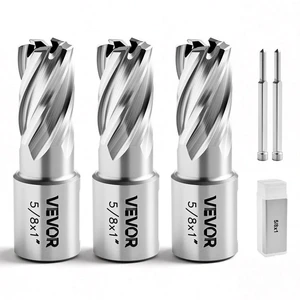 VEVOR Annular Cutter Set, 5 pcs Weldon Shank Mag Drill Bits Kit, 1" Cutting Depth, 5/8" Cutting Diameter, HSS, 3 Drill Bits with 2 Pilot Pins and 3 Plastic Cases, for Magnetic Drills, Steel, Aluminum VEVOR Annular Cutter Set, 5 pcs Weldon Shank Mag Drill Bits Kit, 1" Cutting Depth, 5/8" Cutting Diameter, HSS, 3 Drill Bits with 2 Pilot Pins and 3 Plastic Cases, for Magnetic Drills, Steel, Aluminum