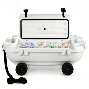 VEVOR Floating Cooler, 40 QT Floating Ice Chest with Dry Storage, Wheels & Tow Rope, Premium LLDPE Amphibious Drink Cooler for Water & Land, Cruise Stable on Lake, River, Pool, Beach, Kayak, White VEVOR Floating Cooler, 40 QT Floating Ice Chest with Dry Storage, Wheels & Tow Rope, Premium LLDPE Amphibious Drink Cooler for Water & Land, Cruise Stable on Lake, River, Pool, Beach, Kayak, White
