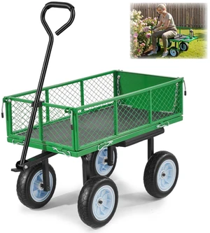VEVOR Garden Cart with Seat, 500 LBS, Rolling Steel Garden Work Seat with Wheels, Heavy Duty Gardening Stool, with Tool Tray & Adjustable Handle, Outdoor Yard Wagon, for Lawn, Patio, Backyard, Green VEVOR Garden Cart with Seat, 500 LBS, Rolling Steel Garden Work Seat with Wheels, Heavy Duty Gardening Stool, with Tool Tray & Adjustable Handle, Outdoor Yard Wagon, for Lawn, Patio, Backyard, Green