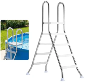 VEVOR Above Ground Pool Ladder, Stainless Steel A-Frame Swimming Pool Stairs for 49.2 in High Wall, 330 lbs Capacity Heavy Duty Entry/Exit Steps with Secure Non-Slip 4 Steps and Platform, Silver VEVOR Above Ground Pool Ladder, Stainless Steel A-Frame Swimming Pool Stairs for 49.2 in High Wall, 330 lbs Capacity Heavy Duty Entry/Exit Steps with Secure Non-Slip 4 Steps and Platform, Silver