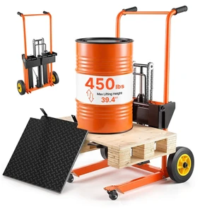 VEVOR Hydraulic Material Lift Winch Stacker, 450 lbs Load Capacity, Pallet Truck Dolly with Fork Lift Table, 39.4 Inches Max Lifting Height, Foldable & Portable Pallet Jack Table Cart, Orange & Black VEVOR Hydraulic Material Lift Winch Stacker, 450 lbs Load Capacity, Pallet Truck Dolly with Fork Lift Table, 39.4 Inches Max Lifting Height, Foldable & Portable Pallet Jack Table Cart, Orange & Black