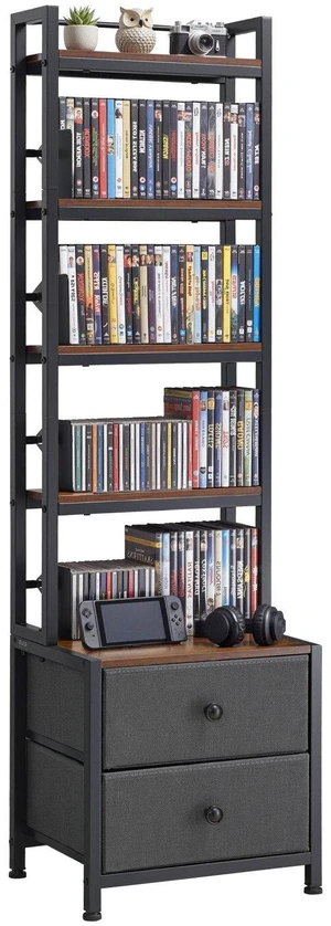 VEVOR Media Storage Cabinet, 4-Shelf DVD Shelf Organizer with Drawers, 15.75 x 11.81 x 56.50 in Multimedia Storage Organizer for CDs, DVDs, Books and Games, CD Cabinet for Living Room, Home Office VEVOR Media Storage Cabinet, 4-Shelf DVD Shelf Organizer with Drawers, 15.75 x 11.81 x 56.50 in Multimedia Storage Organizer for CDs, DVDs, Books and Games, CD Cabinet for Living Room, Home Office