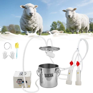 VEVOR Goat Milking Machine, 0.8 Gal / 3 L Food-Grade Stainless Steel Bucket, with 5200 mAh Rechargeable Battery, 2 Teat Cups, Cordless Portable Pulsation Vaccum Electric Milking Machine for Goats Only VEVOR Goat Milking Machine, 0.8 Gal / 3 L Food-Grade Stainless Steel Bucket, with 5200 mAh Rechargeable Battery, 2 Teat Cups, Cordless Portable Pulsation Vaccum Electric Milking Machine for Goats Only