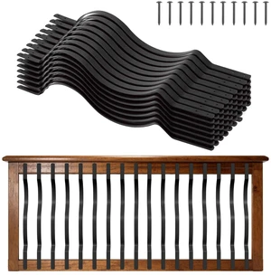 VEVOR 61 Pack Deck Balusters, 32.28 x 1 in Metal Railing Spindles, Galvanized Steel Decking Stair Balusters with Screws, Stylish Wavy Design for Outdoor Deck, Porch & Staircase Railing Fence, Black VEVOR 61 Pack Deck Balusters, 32.28 x 1 in Metal Railing Spindles, Galvanized Steel Decking Stair Balusters with Screws, Stylish Wavy Design for Outdoor Deck, Porch & Staircase Railing Fence, Black