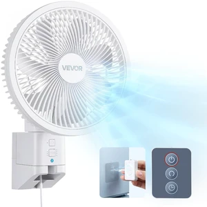 VEVOR 8.5 in Wall Mount Fan, Oscillating Hanging Fan with Remote Control, 10 ft Powerful Airflow, DC Motor, 4 Speeds & Timer, Auto 90° Horizontal & Manual Vertical Tilt, Ideal for Home, Office, RV VEVOR 8.5 in Wall Mount Fan, Oscillating Hanging Fan with Remote Control, 10 ft Powerful Airflow, DC Motor, 4 Speeds & Timer, Auto 90° Horizontal & Manual Vertical Tilt, Ideal for Home, Office, RV
