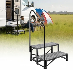 VEVOR RV Steps with Handrail, 2 Steps, 660 lbs Load Capacity, Heavy Duty Outdoor RV Stairs with Non-Slip Mat for Elderly and Pets, Portable Stairs for Hot Tub, Camper, Mobile Home, Porch, Pool, SPA VEVOR RV Steps with Handrail, 2 Steps, 660 lbs Load Capacity, Heavy Duty Outdoor RV Stairs with Non-Slip Mat for Elderly and Pets, Portable Stairs for Hot Tub, Camper, Mobile Home, Porch, Pool, SPA