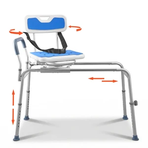 VEVOR Sliding Shower Chair, 400 lbs Tub Transfer Bench for Bathtub with Swivel Seat, Padded Shower Bench with Arms and Backrest, Height Adjustable for Handicap, Adults, Seniors, Elderly and Disabled VEVOR Sliding Shower Chair, 400 lbs Tub Transfer Bench for Bathtub with Swivel Seat, Padded Shower Bench with Arms and Backrest, Height Adjustable for Handicap, Adults, Seniors, Elderly and Disabled