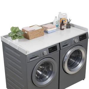 VEVOR Washer Dryer Countertop, 54 x 27.5 in Wooden Washer and Dryer Topper with Edge & 2 Hooks, Water-Resistant Laundry Machine Topper for Laundry Closet Pantry Counter Organization and Storage, Gray VEVOR Washer Dryer Countertop, 54 x 27.5 in Wooden Washer and Dryer Topper with Edge & 2 Hooks, Water-Resistant Laundry Machine Topper for Laundry Closet Pantry Counter Organization and Storage, Gray