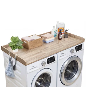 VEVOR Washer Dryer Countertop, 54 x 27.5 in Wooden Washer and Dryer Topper with Edge & 2 Hooks, Water-Resistant Laundry Machine Topper for Laundry Closet Pantry Counter Organization and Storage, Oak VEVOR Washer Dryer Countertop, 54 x 27.5 in Wooden Washer and Dryer Topper with Edge & 2 Hooks, Water-Resistant Laundry Machine Topper for Laundry Closet Pantry Counter Organization and Storage, Oak