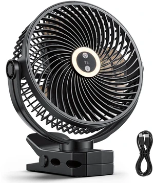 VEVOR Portable Clip Fan, Rechargeable Clip On Fan with Light, USB Port with 3 Speeds & Circulation Mode, Strong Airflow Sturdy Clamp, Long Runtime for Desk, Golf Cart,Outdoor Camping Treadmill,Black VEVOR Portable Clip Fan, Rechargeable Clip On Fan with Light, USB Port with 3 Speeds & Circulation Mode, Strong Airflow Sturdy Clamp, Long Runtime for Desk, Golf Cart,Outdoor Camping Treadmill,Black