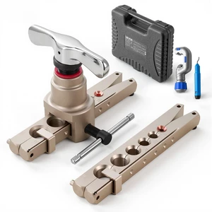 VEVOR Flaring Tool HVAC, 45° Eccentric Single Flaring Tool for 1/4"-3/4" & 6-19mm Copper Aluminum Tubes - with Metric & SAE Clamps, Tube Cutter & Toolbox for Refrigeration Air Conditioner Repair VEVOR Flaring Tool HVAC, 45° Eccentric Single Flaring Tool for 1/4"-3/4" & 6-19mm Copper Aluminum Tubes - with Metric & SAE Clamps, Tube Cutter & Toolbox for Refrigeration Air Conditioner Repair