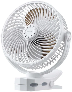 VEVOR Portable Clip Fan, Rechargeable Clip On Fan, USB Port with 3 Speeds & Circulation Mode, Strong Airflow Sturdy Clamp, Long Runtime for Desk, Golf Cart, Outdoor Camping Treadmill, Office, White VEVOR Portable Clip Fan, Rechargeable Clip On Fan, USB Port with 3 Speeds & Circulation Mode, Strong Airflow Sturdy Clamp, Long Runtime for Desk, Golf Cart, Outdoor Camping Treadmill, Office, White