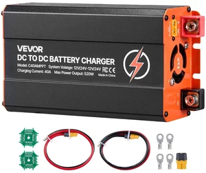 VEVOR DC to DC Charger with MPPT, 520W, 40A On-Board Battery Charger, Solar Panel/Alternator Dual Input, Smart Multi-Stage Charging for LiFePO4 Lead-Acid Batteries, 12V/24V-12V/24V, for RV Home Backup VEVOR DC to DC Charger with MPPT, 520W, 40A On-Board Battery Charger, Solar Panel/Alternator Dual Input, Smart Multi-Stage Charging for LiFePO4 Lead-Acid Batteries, 12V/24V-12V/24V, for RV Home Backup
