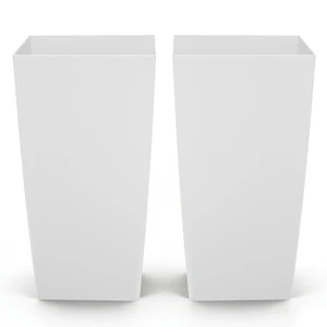 VEVOR Tall Planters Set of 2, 30 Inch Large Outdoor Taper Planters for Outdoor Indoor Plants, Front Porch Plastic Modern Flower Pots with Casters, Inner Pot & Drainage Holes for Patio, Garden, White VEVOR Tall Planters Set of 2, 30 Inch Large Outdoor Taper Planters for Outdoor Indoor Plants, Front Porch Plastic Modern Flower Pots with Casters, Inner Pot & Drainage Holes for Patio, Garden, White
