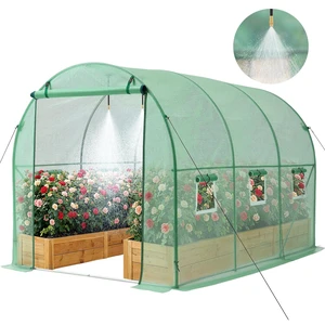 VEVOR Walk-in Tunnel Greenhouse, 10 x 7 x 7 ft Hoop House Greenhouse Tunnel, Plant Hot House with 4 Nozzles, 26.25 ft Hose, Steel Frame, PE Cover, Roll-up Zipper Door and 6 Windows for Outdoors, Green VEVOR Walk-in Tunnel Greenhouse, 10 x 7 x 7 ft Hoop House Greenhouse Tunnel, Plant Hot House with 4 Nozzles, 26.25 ft Hose, Steel Frame, PE Cover, Roll-up Zipper Door and 6 Windows for Outdoors, Green