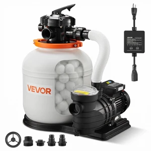 VEVOR FlashPure Sand Filter Pump, 14 in for Above Ground Pool, 0.75 HP 3500 GPH, Swimming Pool Filter System with Timer, 6X Faster Filtration, Media Installed, Leak-Resistant, Ready to Use Out of Box VEVOR FlashPure Sand Filter Pump, 14 in for Above Ground Pool, 0.75 HP 3500 GPH, Swimming Pool Filter System with Timer, 6X Faster Filtration, Media Installed, Leak-Resistant, Ready to Use Out of Box