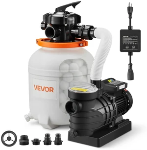 VEVOR 0.5 HP 3000 GPH FlashPure Sand Filter Pump, 12 Inch Swimming Pool Pump, 6X Faster Filtration, Leak-Proof Design, Pre-Loaded Media with Timer, Filtration & Clarity, Out of Box Use for Above VEVOR 0.5 HP 3000 GPH FlashPure Sand Filter Pump, 12 Inch Swimming Pool Pump, 6X Faster Filtration, Leak-Proof Design, Pre-Loaded Media with Timer, Filtration & Clarity, Out of Box Use for Above