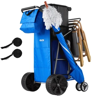 VEVOR Beach Cart with Large Wheels for Sand, 165 lbs Load Capacity, Heavy Duty Folding Beach Wagon with 10" Solid Wheels, Insulated Cooler Bag, Umbrella Holder, Holds 4 Chairs for Camping & Fishing VEVOR Beach Cart with Large Wheels for Sand, 165 lbs Load Capacity, Heavy Duty Folding Beach Wagon with 10" Solid Wheels, Insulated Cooler Bag, Umbrella Holder, Holds 4 Chairs for Camping & Fishing
