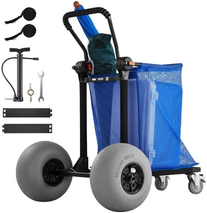 VEVOR Beach Cart with Large Wheels for Sand, 165 lbs Load Capacity, Heavy Duty Folding Beach Wagon with 12" Balloon Wheels, Storage Bag, 180° Adjustable Handlebar, Dolly for Camping Fishing Garden VEVOR Beach Cart with Large Wheels for Sand, 165 lbs Load Capacity, Heavy Duty Folding Beach Wagon with 12" Balloon Wheels, Storage Bag, 180° Adjustable Handlebar, Dolly for Camping Fishing Garden
