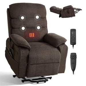 VEVOR Power Lift Recliner Chair, Dual Motor Medium Lift Chair with Heat and Massage for Elderly, Position Adjustable, Remote Control, with Side Pockets, Chenille Fabric, Brown VEVOR Power Lift Recliner Chair, Dual Motor Medium Lift Chair with Heat and Massage for Elderly, Position Adjustable, Remote Control, with Side Pockets, Chenille Fabric, Brown