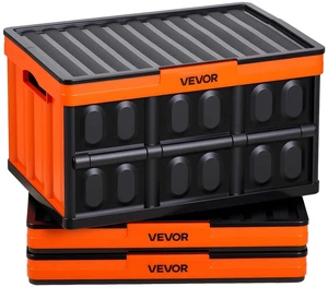 VEVOR Plastic Collapsible Storage Bins with Lids, 45L 3Packs, Stackable Folding Storage Crates with Handles, Holds 44 lbs Per Bin, Heavy Duty Containers, Space-Saving Baskets, for Home Organizing VEVOR Plastic Collapsible Storage Bins with Lids, 45L 3Packs, Stackable Folding Storage Crates with Handles, Holds 44 lbs Per Bin, Heavy Duty Containers, Space-Saving Baskets, for Home Organizing