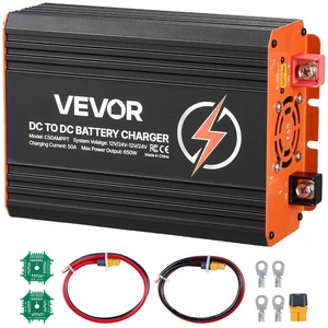 VEVOR DC to DC Charger with MPPT, 650W, 50A On-Board Battery Charger, Solar Panel/Alternator Dual Input, Smart Multi-Stage Charging for LiFePO4 Lead-Acid Batteries, 12V/24V-12V/24V, for RV Home Backup VEVOR DC to DC Charger with MPPT, 650W, 50A On-Board Battery Charger, Solar Panel/Alternator Dual Input, Smart Multi-Stage Charging for LiFePO4 Lead-Acid Batteries, 12V/24V-12V/24V, for RV Home Backup