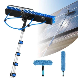 VEVOR Solar Panel Cleaning Kit, 33 ft, Water Fed Pole Kit with Cleaning Brush, Squeegee, Soap Dispenser, Extendable Aluminum Telescopic Pole, 180° Rotatable Brush Head, for Roof Mounted Solar Panels VEVOR Solar Panel Cleaning Kit, 33 ft, Water Fed Pole Kit with Cleaning Brush, Squeegee, Soap Dispenser, Extendable Aluminum Telescopic Pole, 180° Rotatable Brush Head, for Roof Mounted Solar Panels