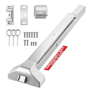 VEVOR Push Bar Panic Exit Device, 31" Stainless Steel Commercial Panic Bar for Exit Doors, Emergency Exit Door Hardware with Dual Locking Bolt and Sticker, for 31"-46" Wood or Metal Door, Silver VEVOR Push Bar Panic Exit Device, 31" Stainless Steel Commercial Panic Bar for Exit Doors, Emergency Exit Door Hardware with Dual Locking Bolt and Sticker, for 31"-46" Wood or Metal Door, Silver