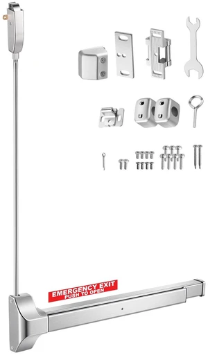 VEVOR Push Bar Panic Exit Device, 28" Stainless Steel Commercial Panic Bar for Exit Doors, Emergency Exit Door Hardware with Vertical Top Rod and Sticker, for 28"-41" Wood or Metal Door, Silver VEVOR Push Bar Panic Exit Device, 28" Stainless Steel Commercial Panic Bar for Exit Doors, Emergency Exit Door Hardware with Vertical Top Rod and Sticker, for 28"-41" Wood or Metal Door, Silver